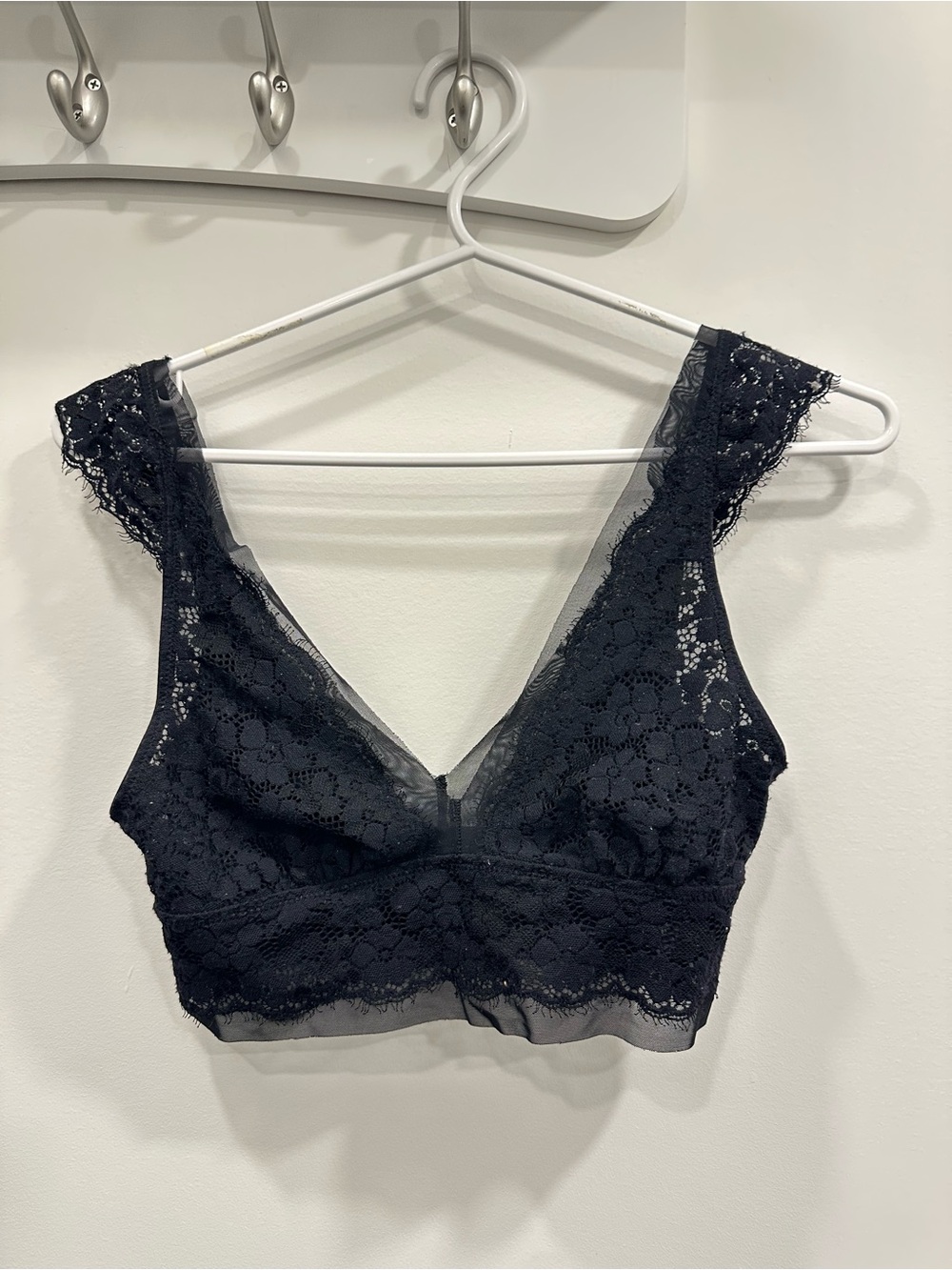 Aerie Lace Bralette with Deep V-Neck - Black